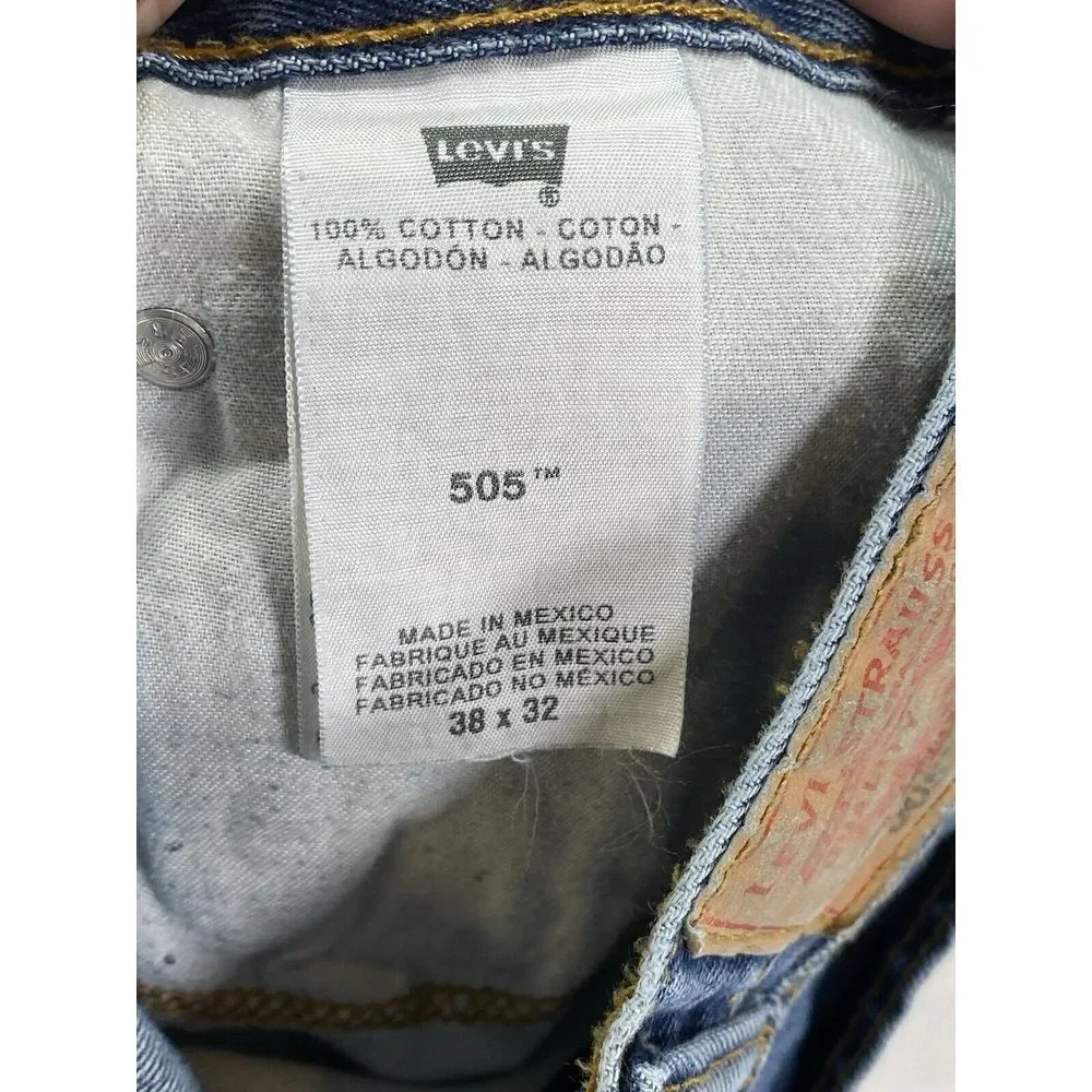 Levis 505 Jeans‎ Mens 38x32 Regular Fit Straight Leg Medium Wash